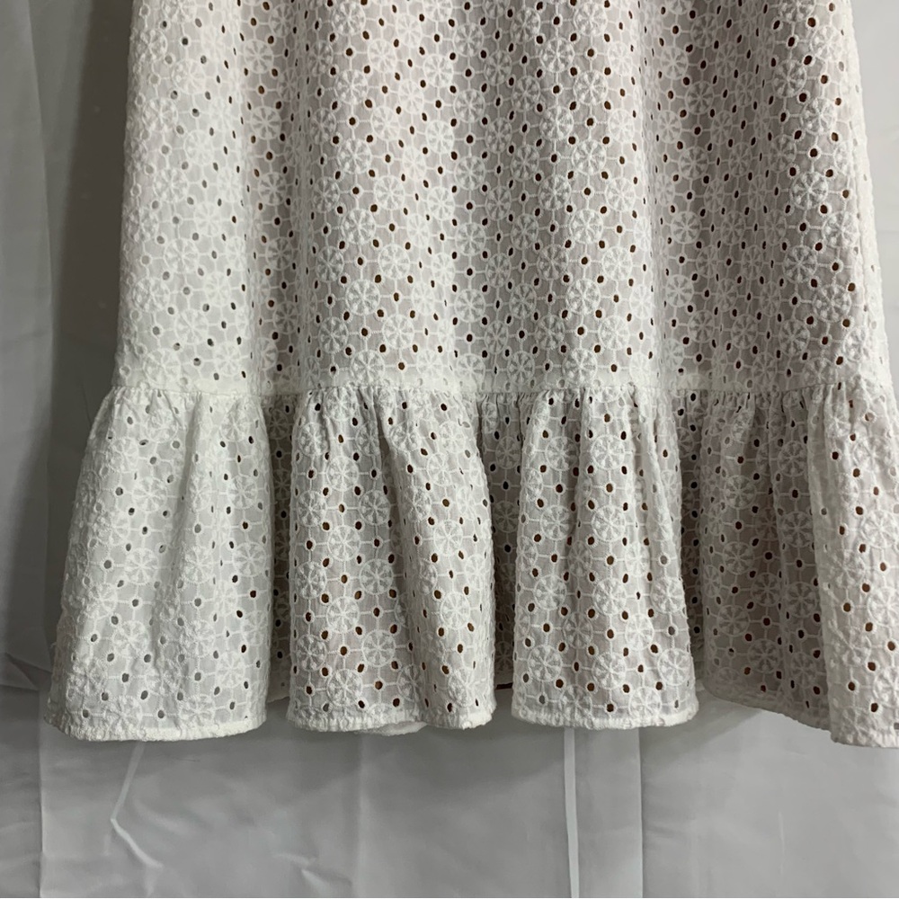NWT MICHAEL MICHAEL KORS Eyelet Ruffled White Midi Skirt Cottagecore, size 12 - Picture 7 of 15